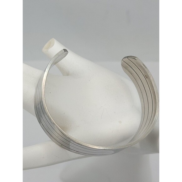 Silver Tone Cuff Bracelet with Black - Picture 2 of 6